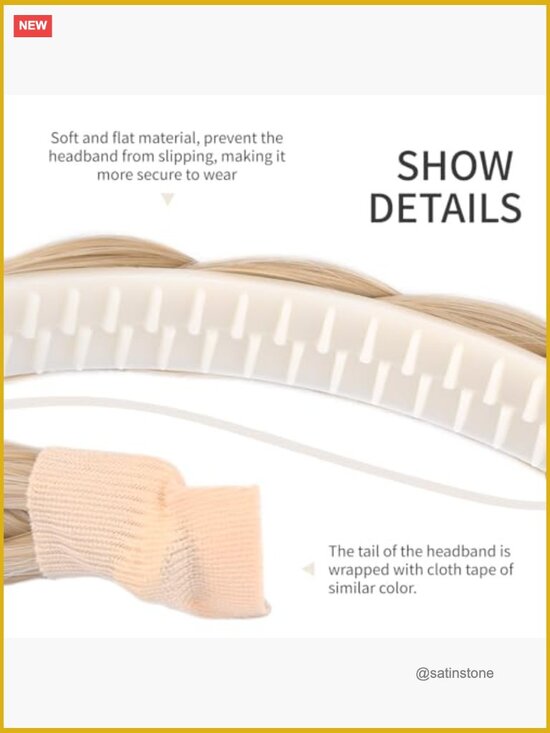 Thin Small Braid Braided Headband with Teeth Synthetic Hair main image 3